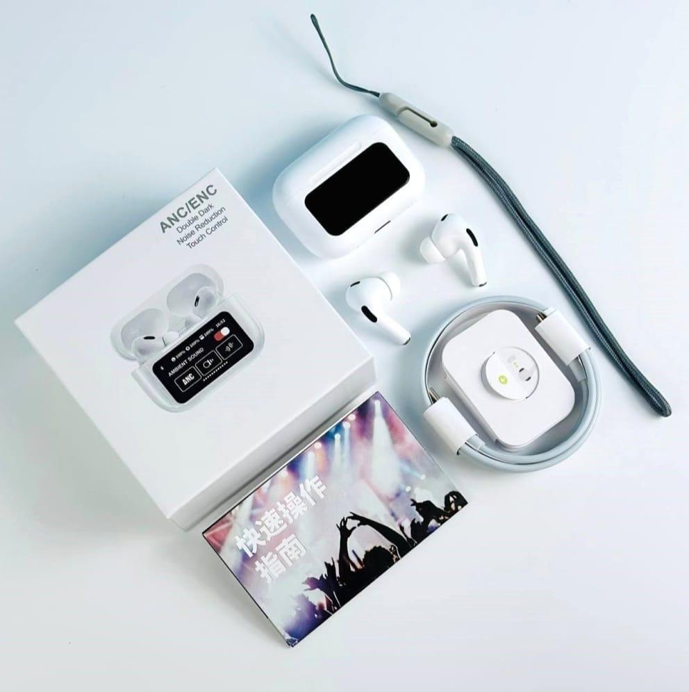ANC Wireless Earbuds White Bluetooth 5 Touch Control