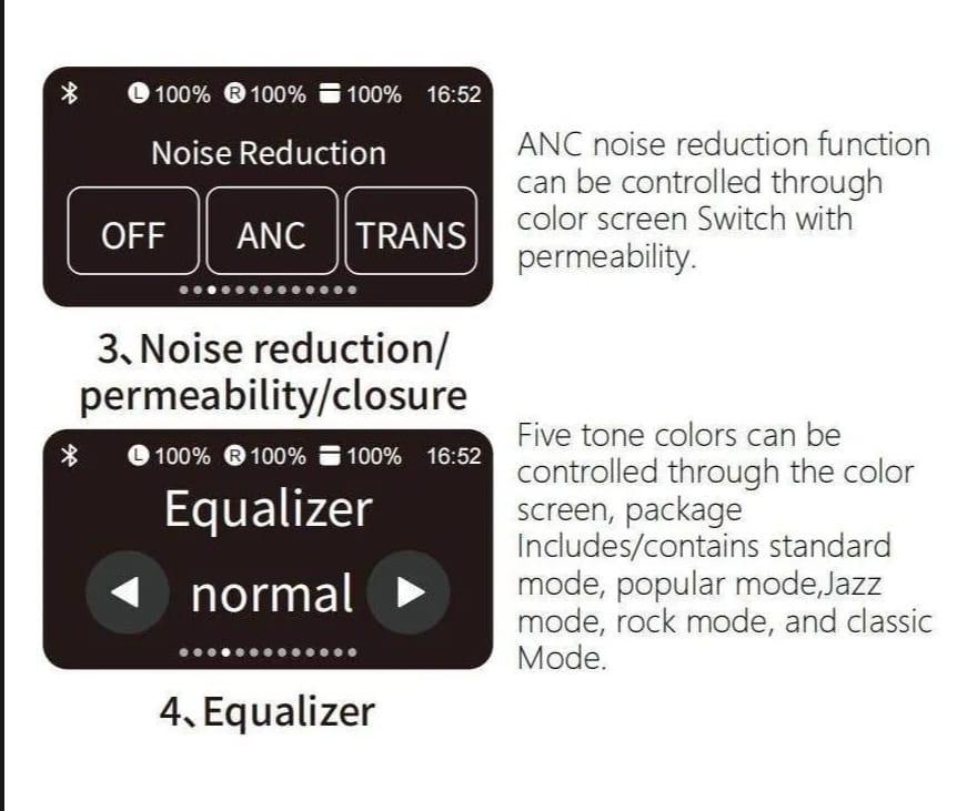 ANC Wireless Earbuds White Bluetooth 5 Touch Control