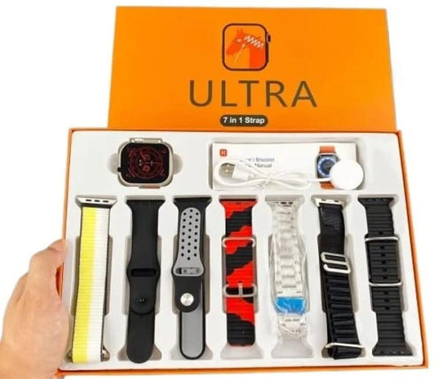 7 in 1 Ultra Smart Watch Black Water Resistant