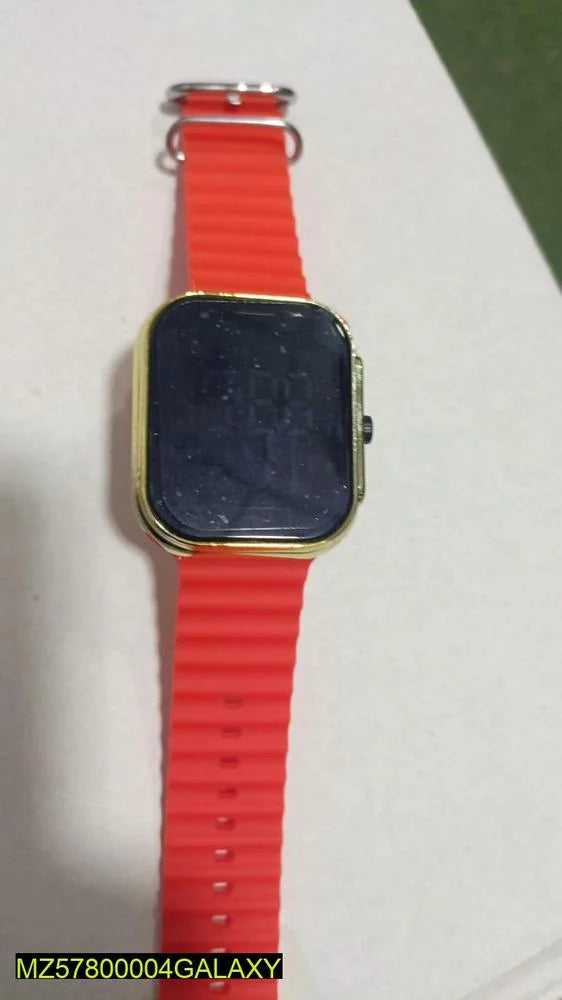 Kids LED Digital Watch Red Rubber Strap