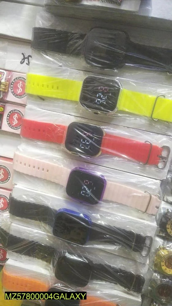 Kids LED Digital Watch Red Rubber Strap