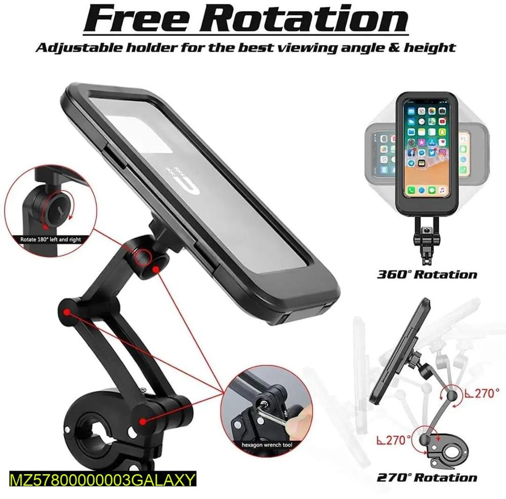 360 Degree Rotating Phone Holder Black TPU Motorcycle Stand