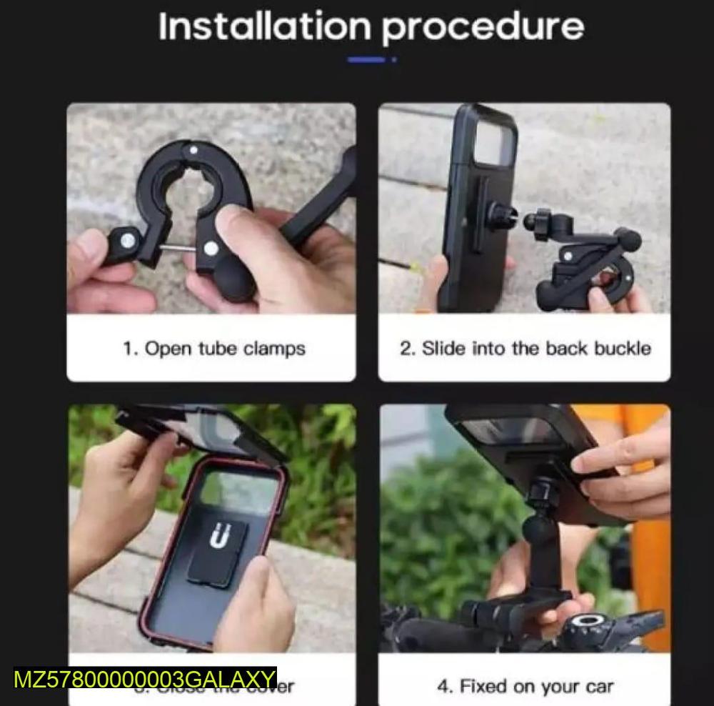 360 Degree Rotating Phone Holder Black TPU Motorcycle Stand