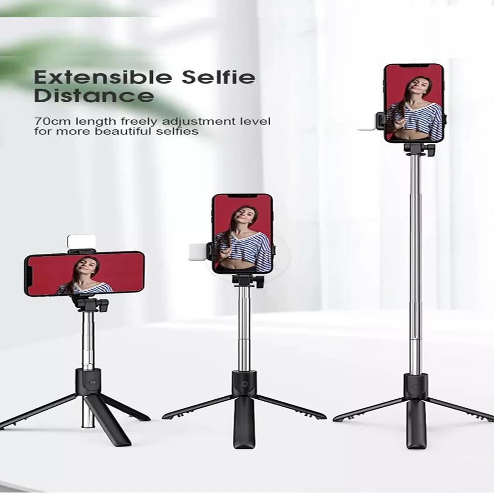 Foldable Selfie Stick with LED Light & Bluetooth Remote
