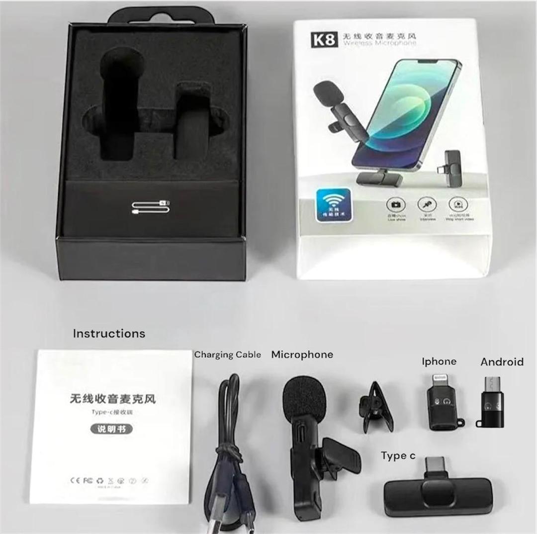 K8 Wireless Mic Black 3-in-1 Bluetooth 5