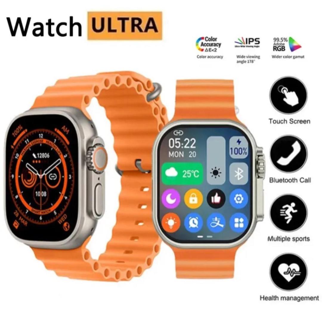 T10 Ultra 2 Smart Watch Orange Silicone Bluetooth 5 Fitness Tracker
