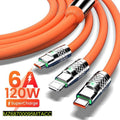 120W 3-in-1 Orange Charging Cable for All Devices