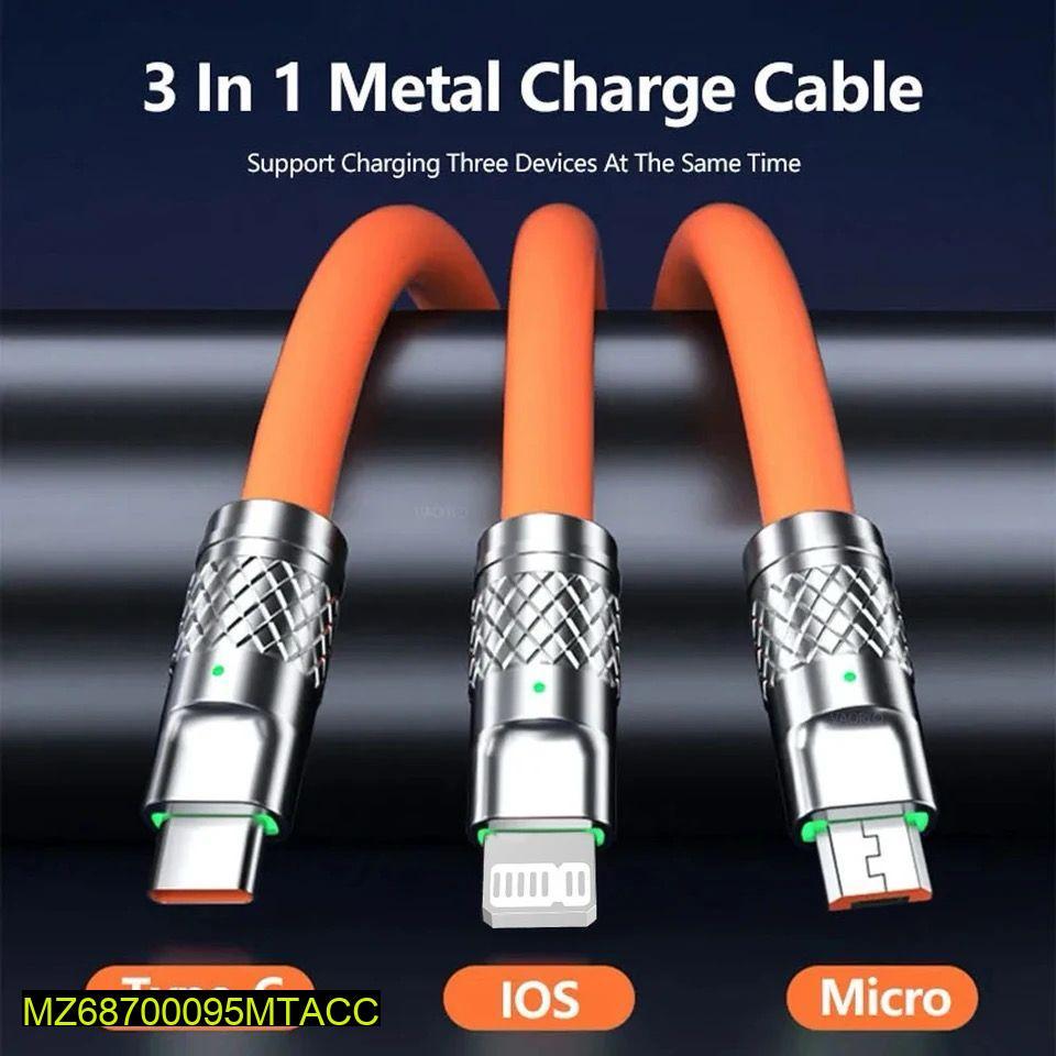120W 3-in-1 Orange Charging Cable for All Devices
