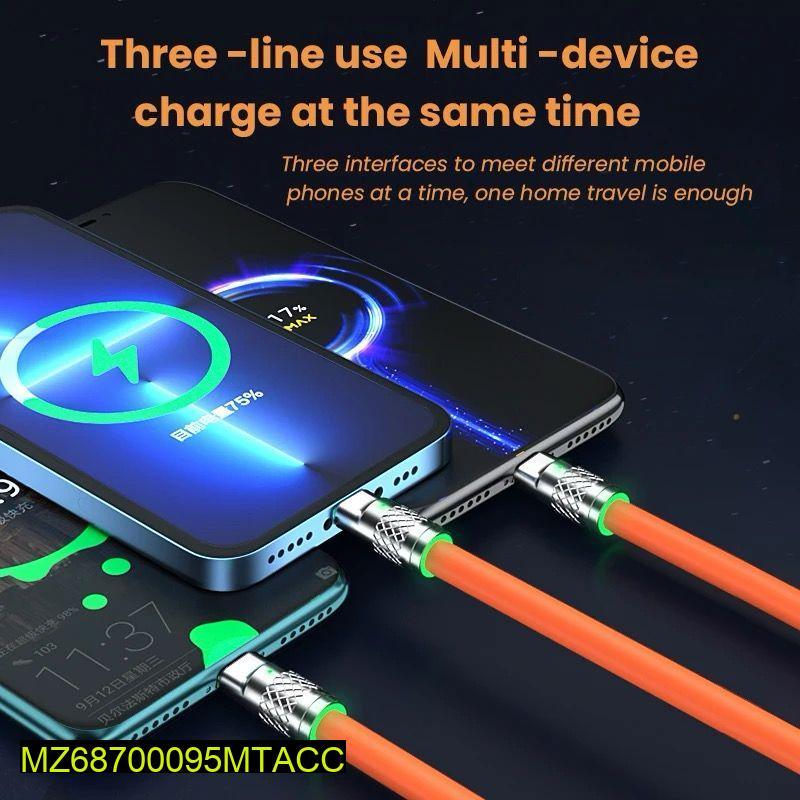 120W 3-in-1 Orange Charging Cable for All Devices