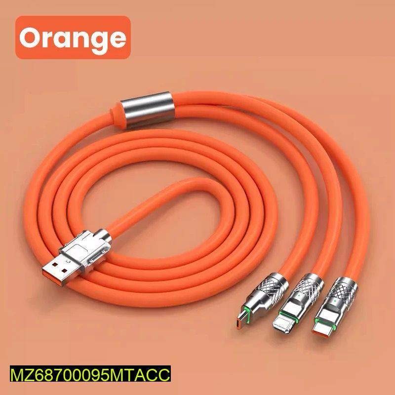 120W 3-in-1 Orange Charging Cable for All Devices