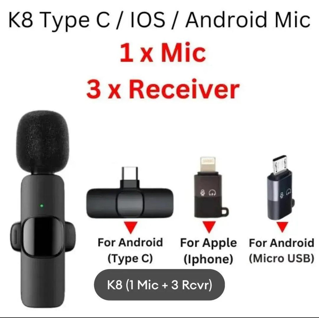 Wireless Bluetooth Microphone for iPhone Android Black