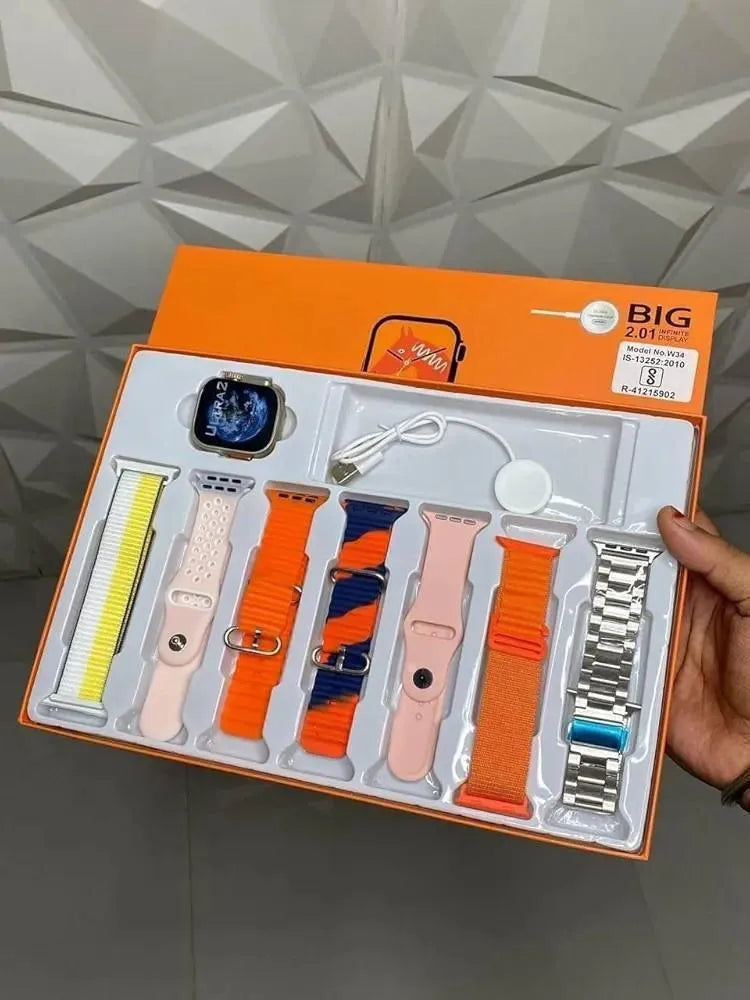 Ultra Smart Watch with 7 Color Straps