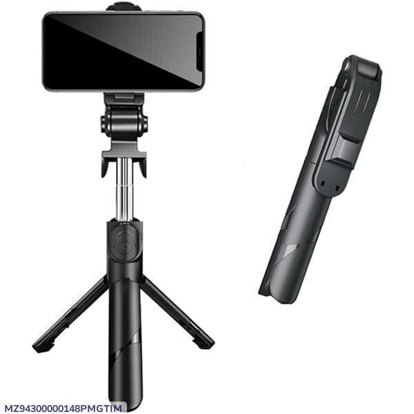 Black Foldable Selfie Stick with Tripod Base