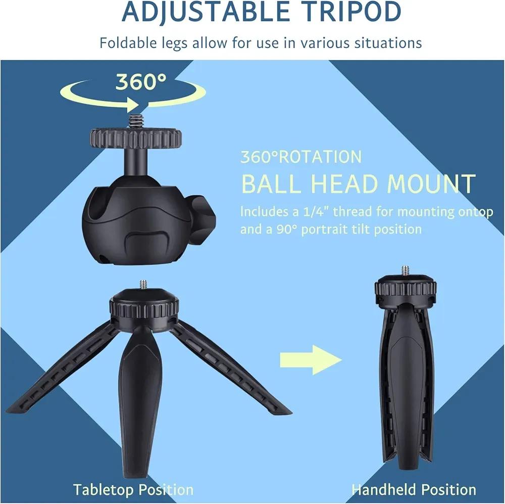 Portable Tripod Stand with Mic & Light Black