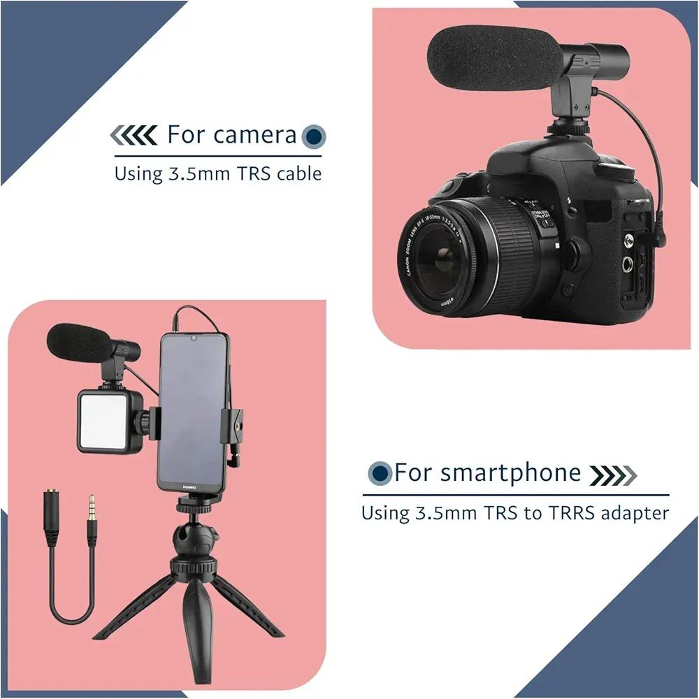 Portable Tripod Stand with Mic & Light Black