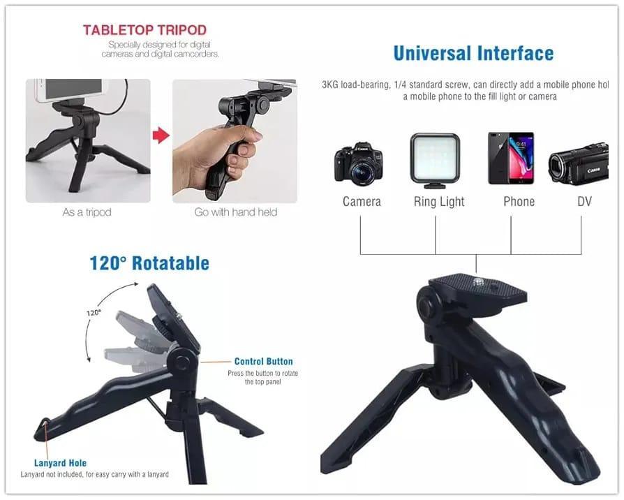 Portable Tripod Stand Black ABS for Vlogging in Pakistan