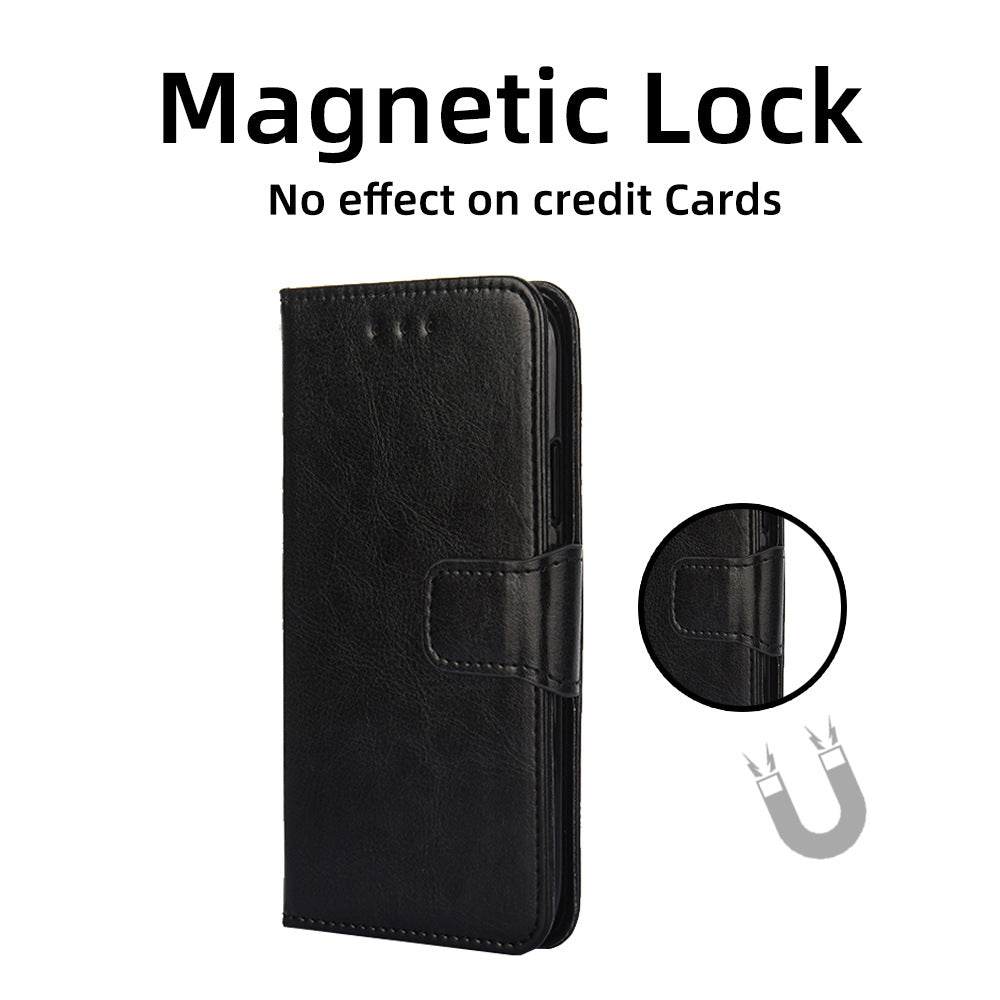 Premium Black Leather Flip Case for iPhone 17 Pro, 16 Pro Max, 14, 13