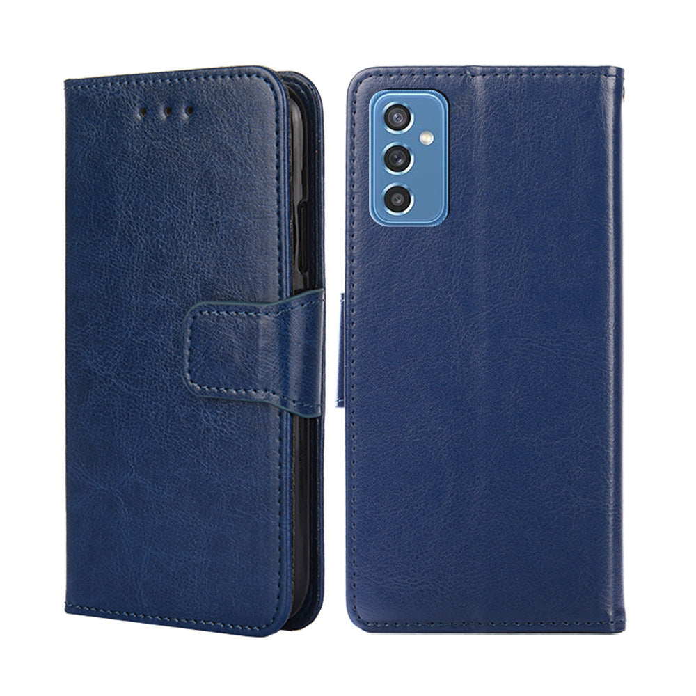 Premium Blue Leather Wallet Case for Samsung S24 FE & M52 5G