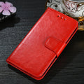 Red Leather Wallet Phone Case for Samsung with Stand & Card Slots
