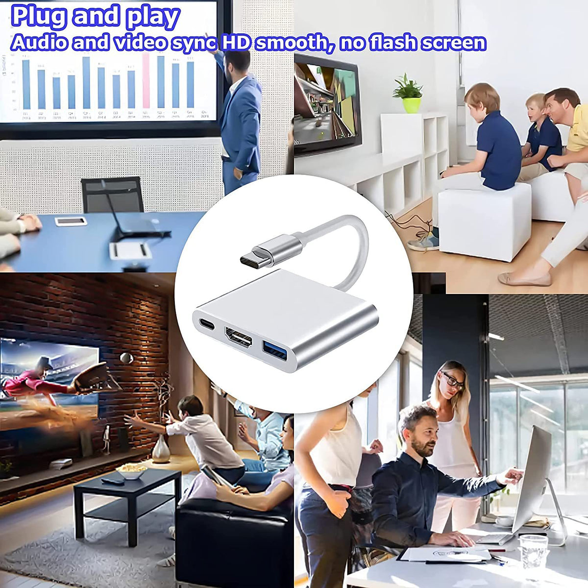 Type-C to HDMI 4K USB Dock Station Silver