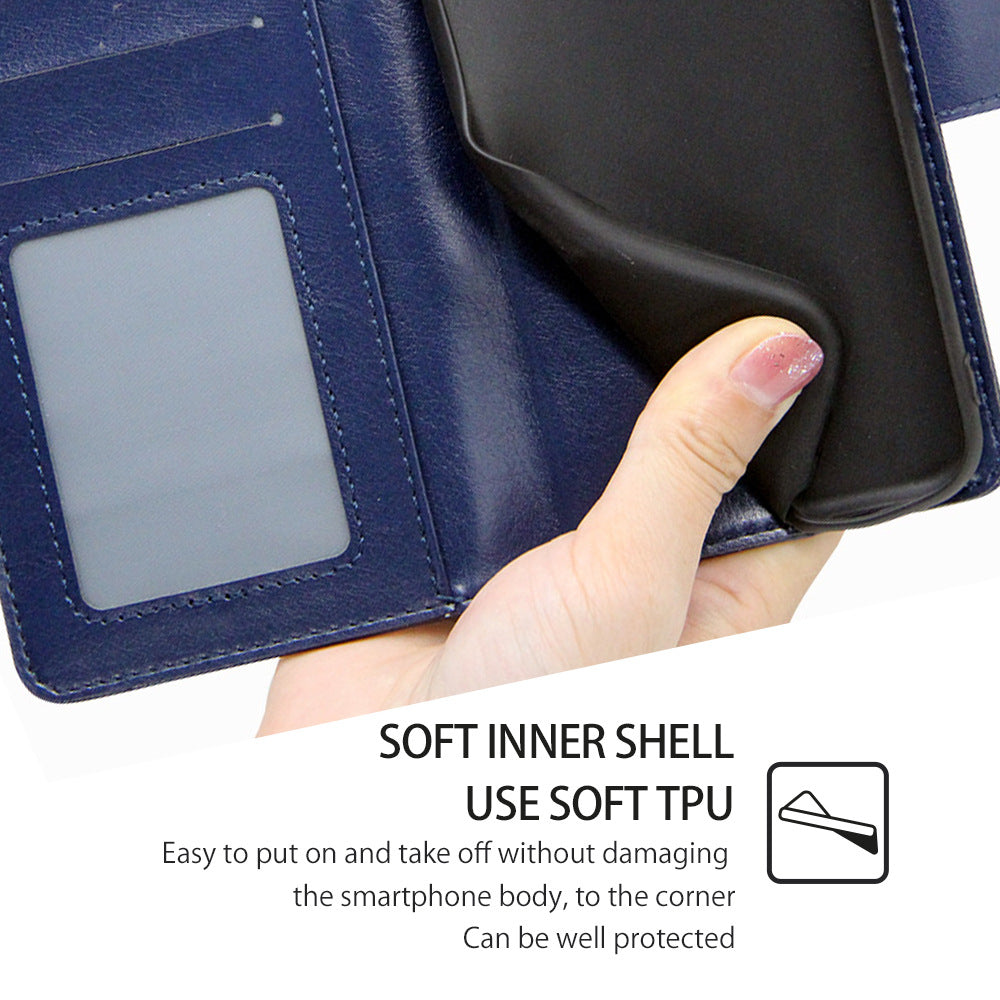 Premium Blue Leather Wallet Case for Samsung S24 FE & M52 5G