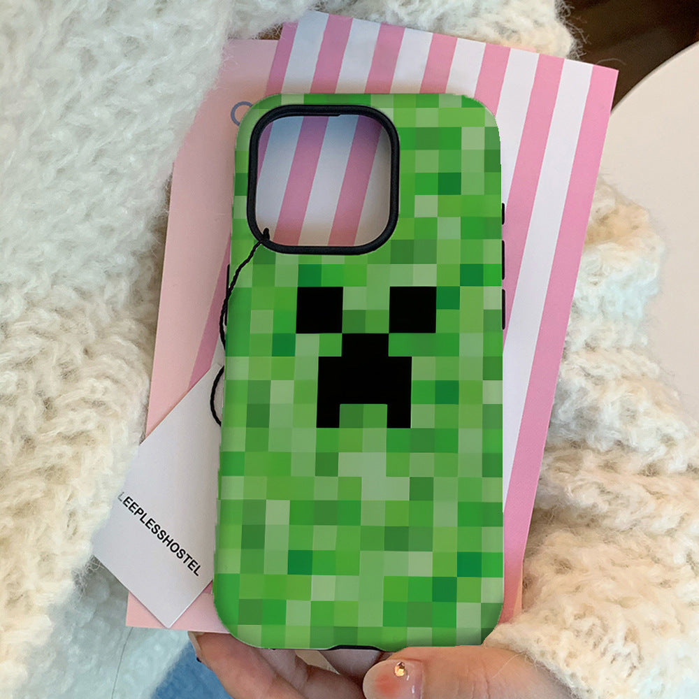 Green Creeper Pixel Phone Case for iPhone 16 Pro