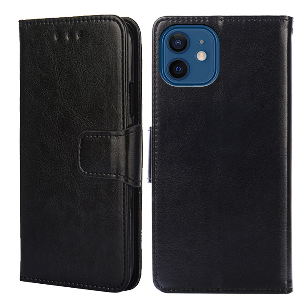Premium Black Leather Flip Case for iPhone 17 Pro, 16 Pro Max, 14, 13