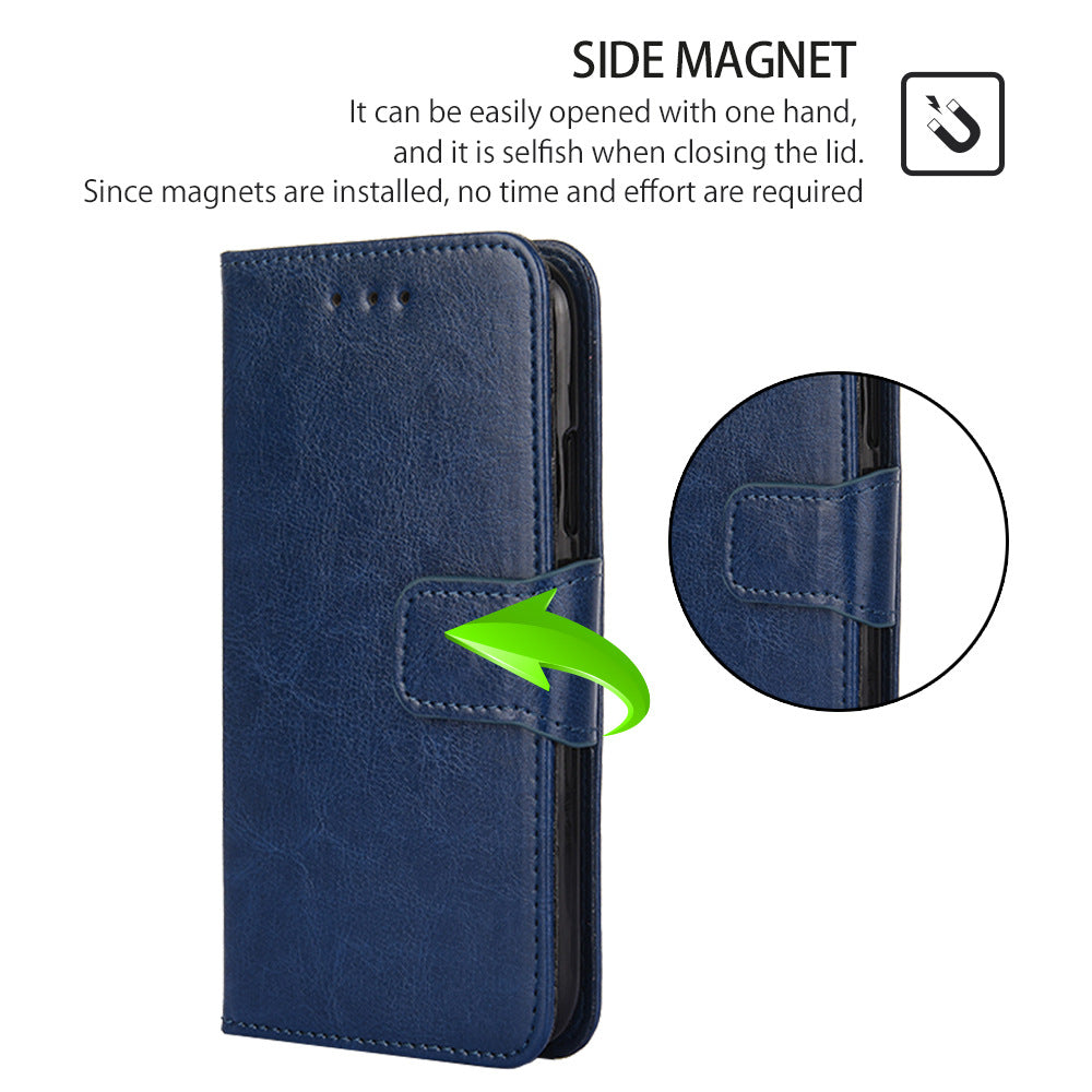 Premium Blue Leather Wallet Case for Samsung S24 FE & M52 5G