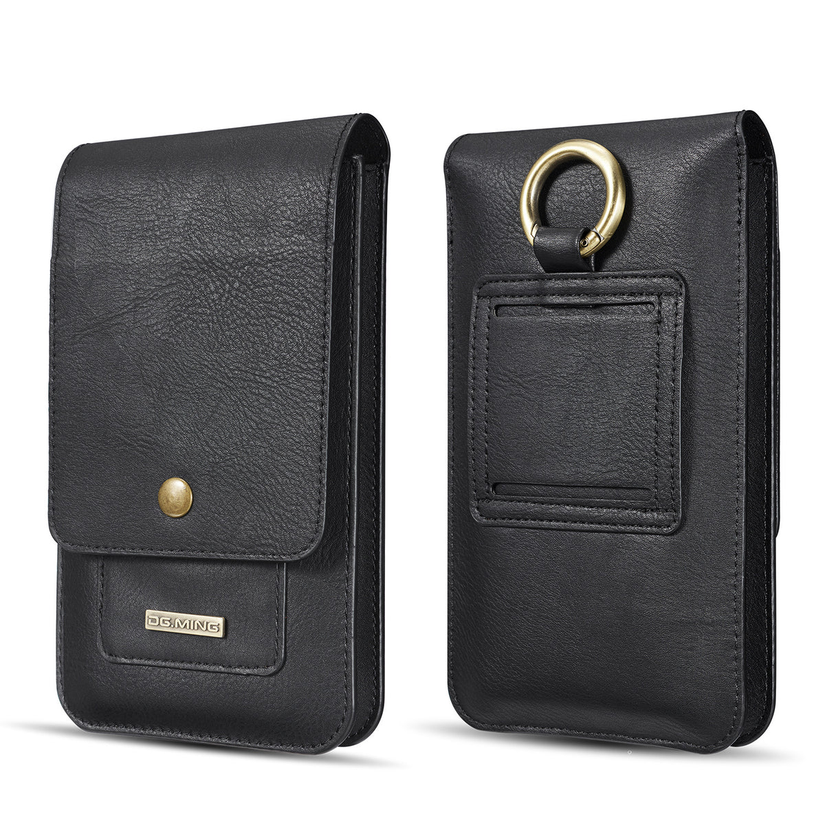 Black Leather Waist Bag for iPhone 12/11 Pro Max