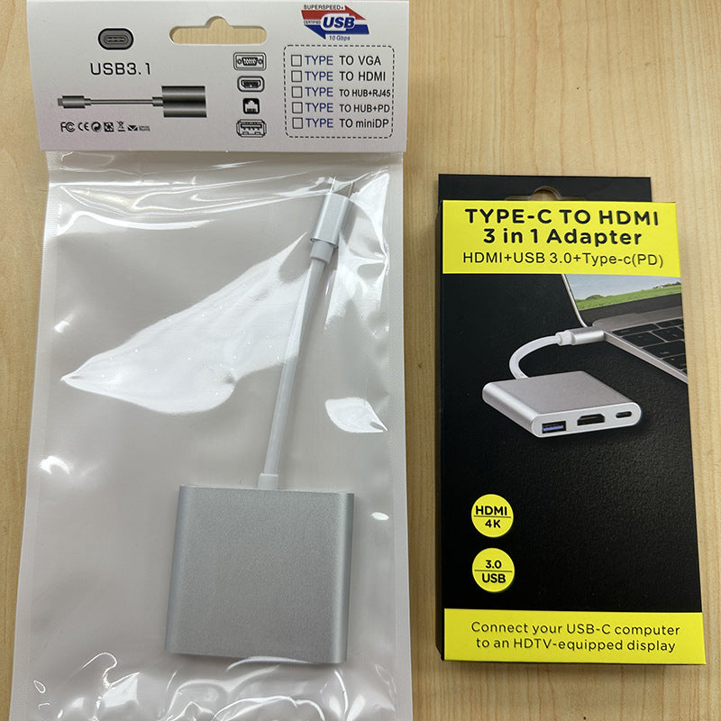 Type-C to HDMI 4K USB Dock Station Silver
