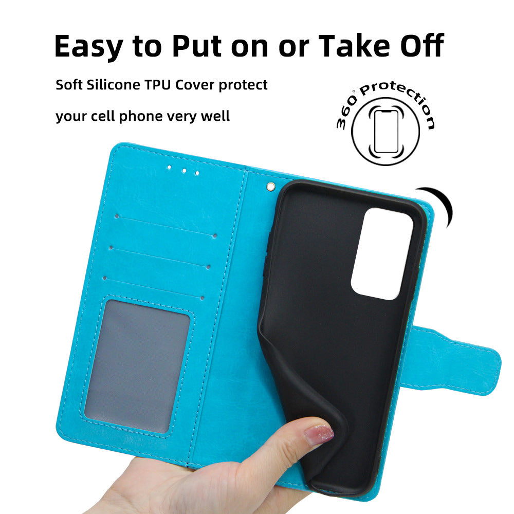 Premium Blue Leather Wallet Case for OnePlus Nord 4 5G