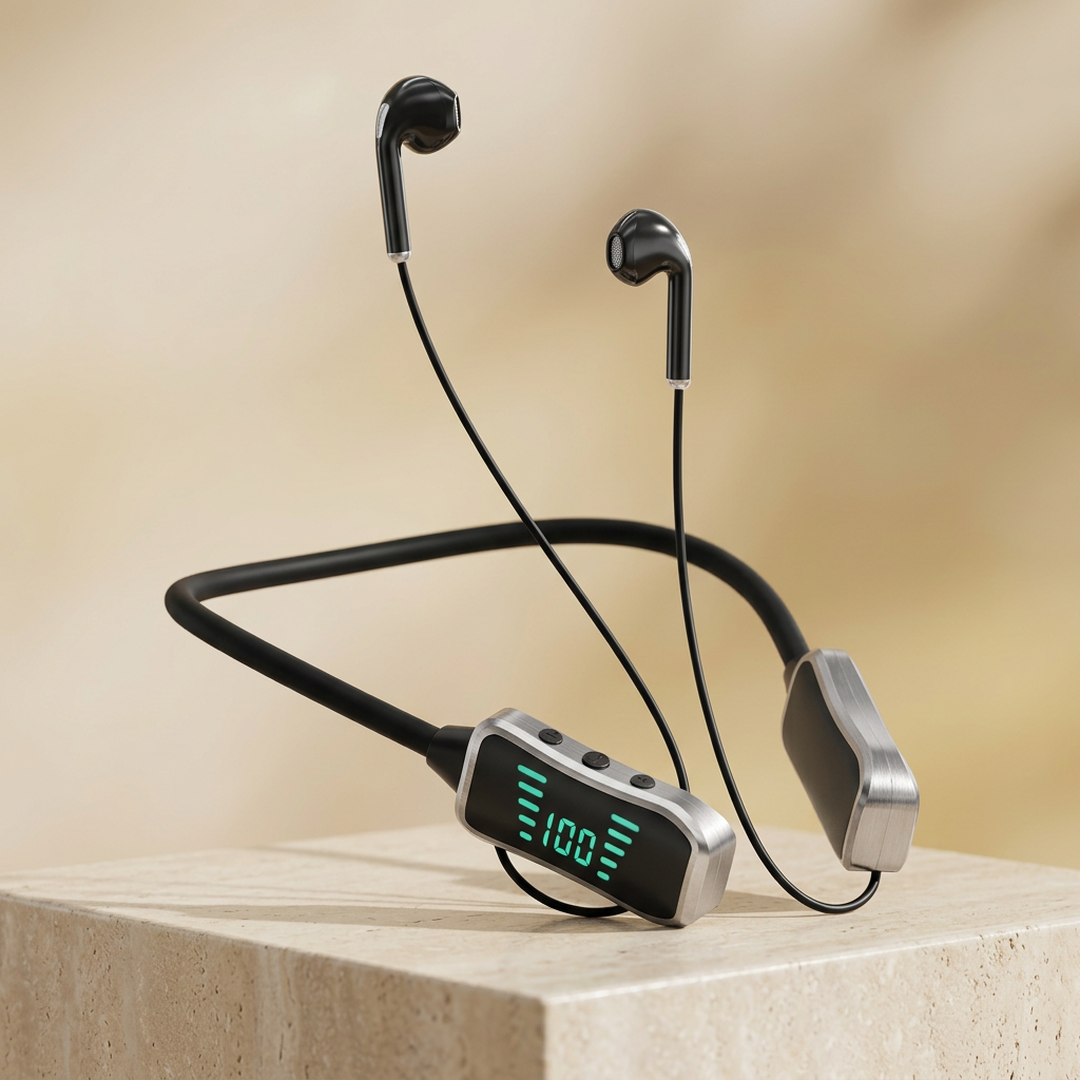 Bluetooth Headset with Digital Display & IPX4 Protection